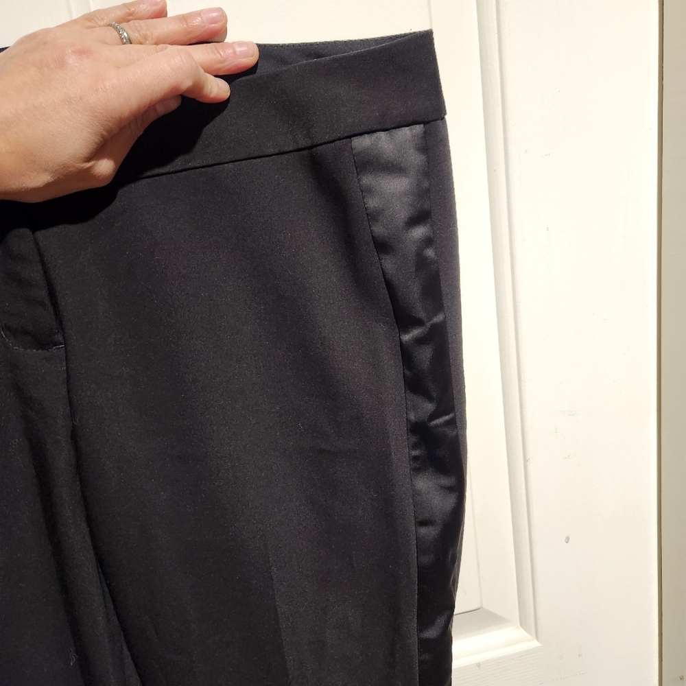 Express Columnist Black Ankle Satin Side Paneo Pants Size 4 - Picture 4 of 7